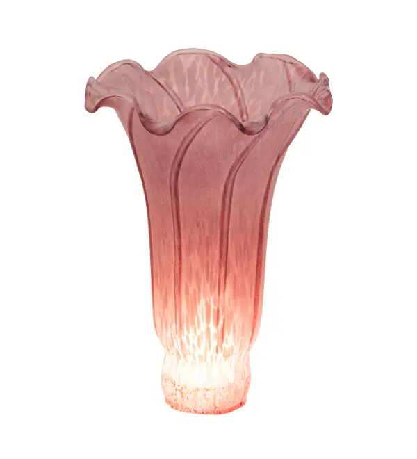 This mottled Lavender fluted shade of mouth blown art glass; recreates Louis Comfort Tiffany's famous Favrile design from the early 1900's.