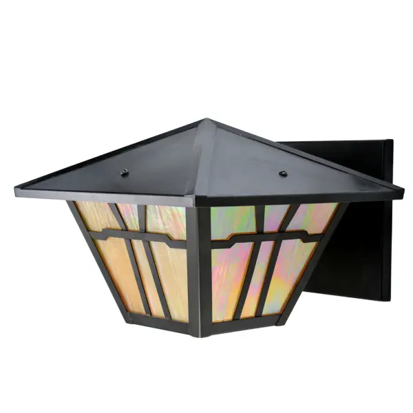 Bring the warm; simple look of the American Bungalow style into your home's interior or exterior. Inspired by an early 20th-century design; the Gable wall luminaire features horizontal lines; Beige Iridescent glass; and a Craftsman Brown finish to create harmony with the natural landscape. The Gable Wall Sconce is included in our American-made; American-designed; handmade Craftsman Signature Collection and manufactured in Yorkville; New York. UL & cUL listed for dry; damp; and wet locations.