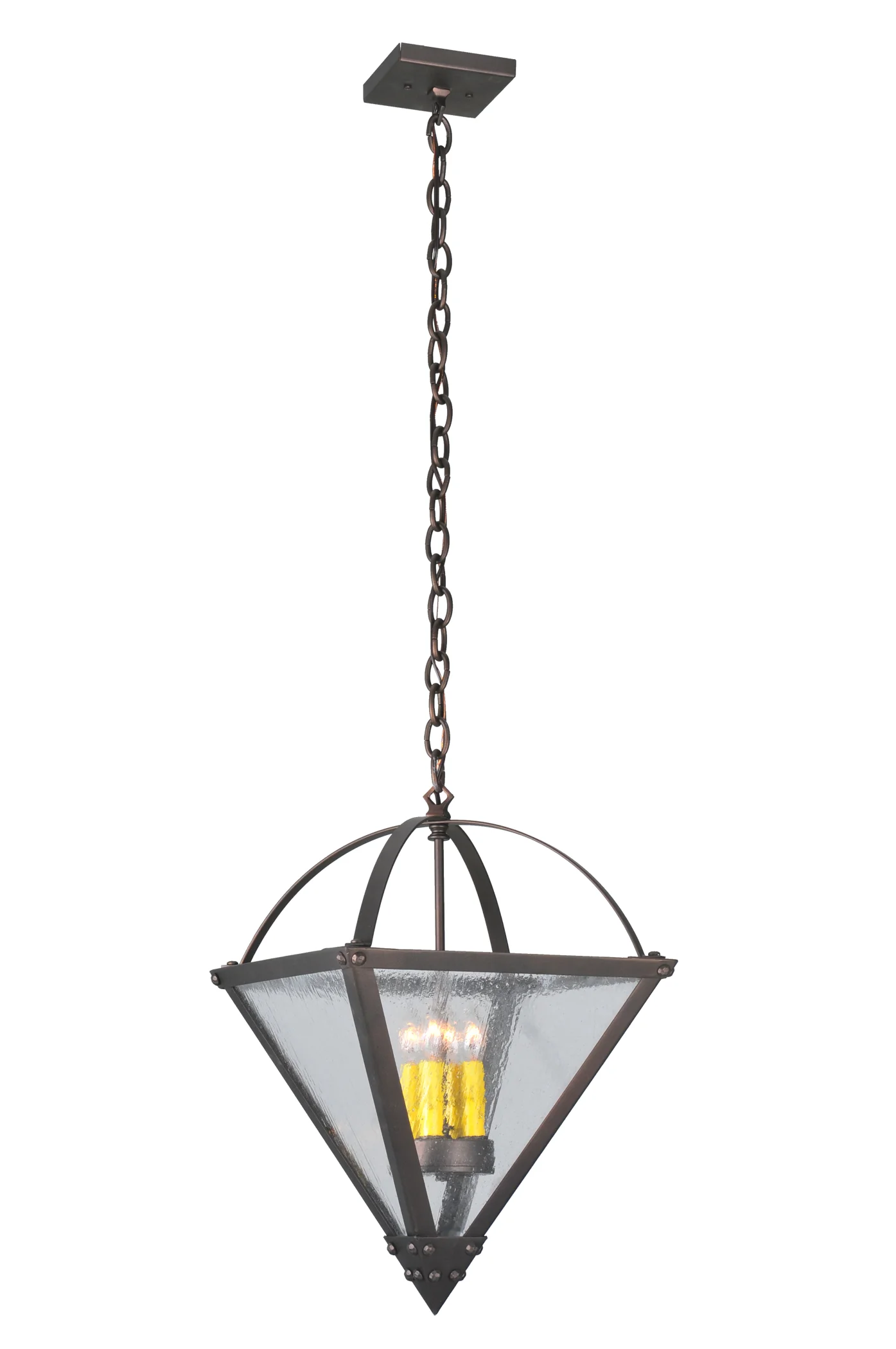 Pyramid Four Light Inverted Pendant in Mahogany Bronze