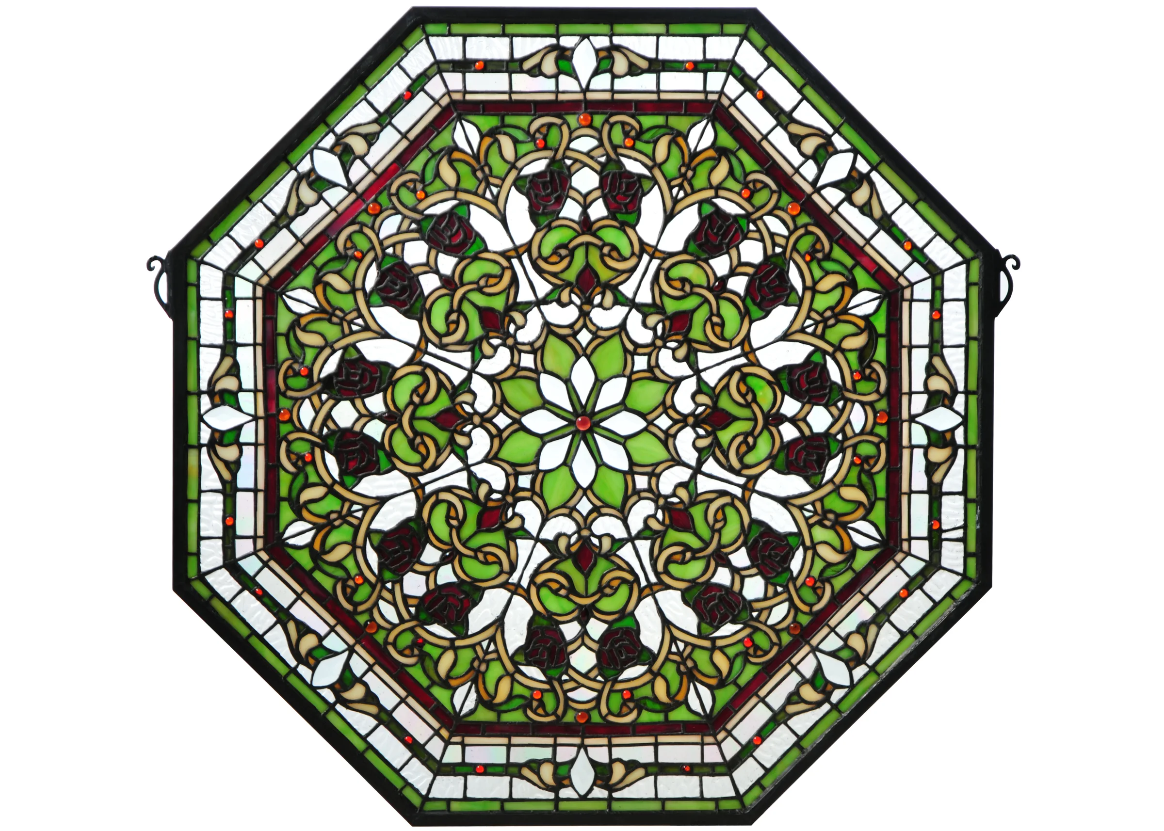 Floral Window in Zai Zav Avocado Burgundy Beige
