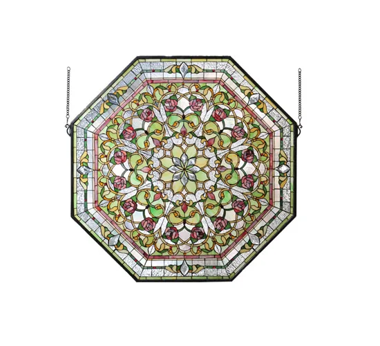 35"W X 35"H Floral Stained Glass Window