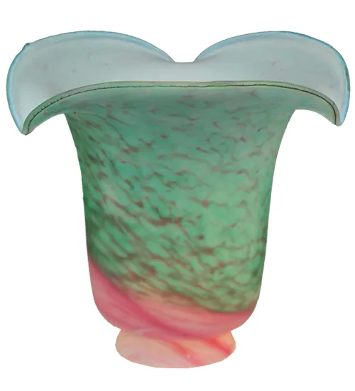 5.5"W Fluted Pink and Green Shade