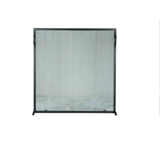 The simple minimalist look of this firescreen features a mesh to frame and active roaring fireplace. Handcrafted by Meyda artisans in the USA. - alternate view