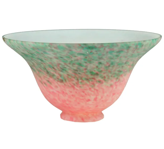 7.5" Wide Pate-de-Verre Pink and Green Bell Shade