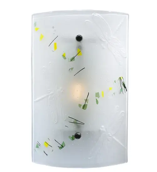 Every Meyda Tiffany item is a unique handcrafted work of art. Natural variations in the wide array of materials that we use to create each Meyda product make every item a masterpiece of its own. Photographs are a general representation of the product. Colors and designs will vary. Collection: Metro Fusion Finish: Bas Relief Texture Nickel Glass: Clear Frosted With Confetti Width: 10.00" Height: 15.00" Length: 3.75" Weight: 10.00 lb Extension from Wall: 3.75" Number of Bulbs: 1 Maximum Wattage: 60.00 W Bulb Type: T10 Bulb Base: E26 Material: Metal Or Polyresin Country of Origin: USA Safety Listing: Dry Safety Rating: Dry