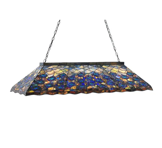 53.5" Long Peacock Feather Oblong Pendant