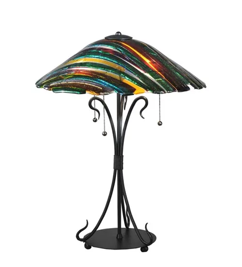 24"H Penna di Pavone Fused Glass Table Lamp