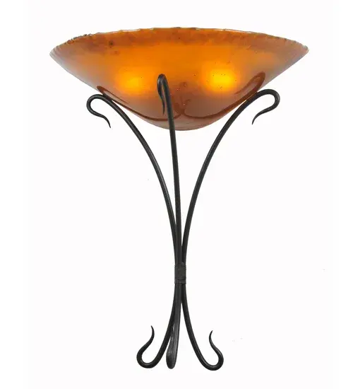 18" Wide Autumn Moon Fused Glass Wall Sconce - Image 6