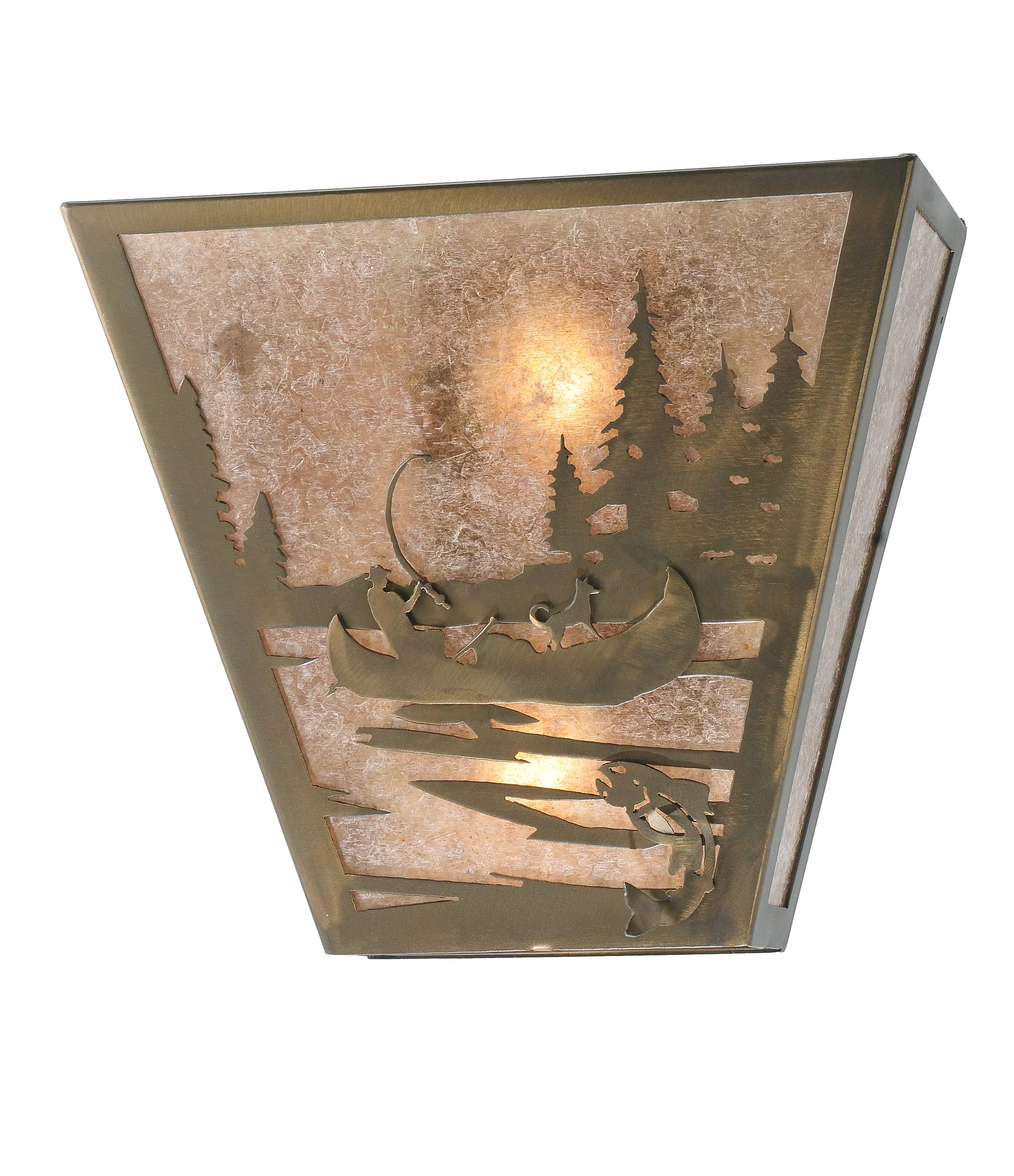 13" Wide Fly Fishing Creek W/Dog Right Wall Sconce