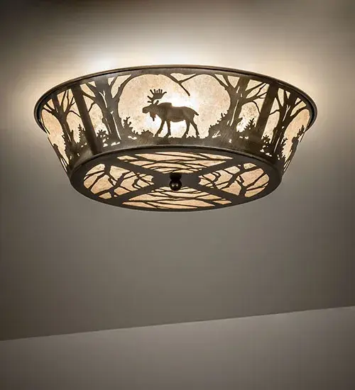 22"W Northwoods Moose at Dawn Flushmount - Image 1