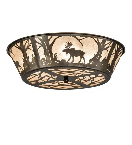 22"W Northwoods Moose at Dawn Flushmount - Image 2