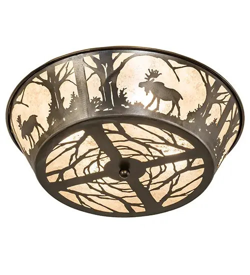 22"W Northwoods Moose at Dawn Flushmount - Image 6