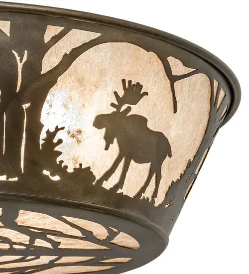 22"W Northwoods Moose at Dawn Flushmount - Image 8