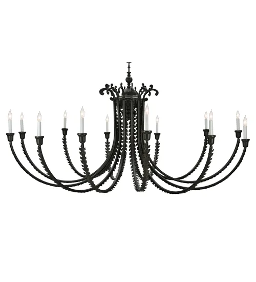 80" Wide Oak Bough 12 Light Chandelier