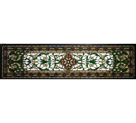 45.5" Wide X 10.5" High Versaille Transom Stained Glass Window