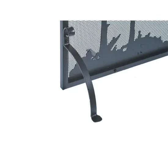 Tall Pine Trees in the woodlands are captured beautifully in a striking Textured Black finished design on this fireplace screen. This nature inspired fireplace screen is Made to order by highly skilled artisans in our 180;000 square foot manufacturing facility in Yorkville; New York; at the foothills of the Adirondack Mountains. Metal finishes; fireplace screen designs and sizes can be customized to your needs. - alternate view