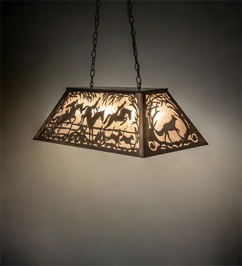 33" Long Fox Hunt Oblong Pendant - Image 1