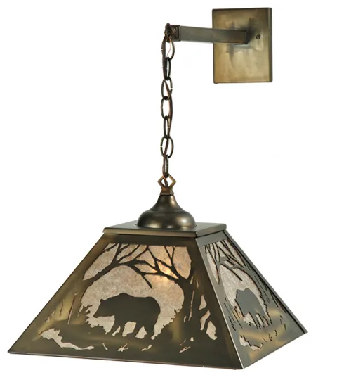 15.5" Wide Bear at Dawn Hanging Wall Sconce