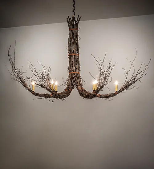 56" Long Twigs 6 LT Chandelier