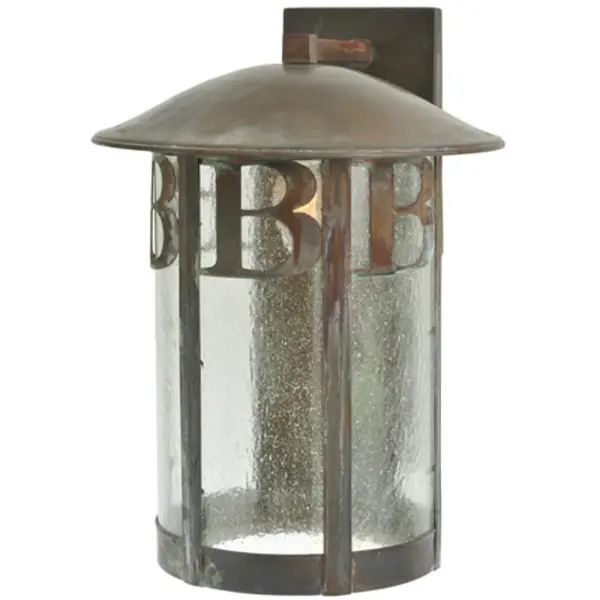 This cylindrical-shaped wall sconce is personalized with monograms featured in a handsome Vintage Copper finish. Soft ambient light is diffused beautifully through the Clear Seeded Glass lens. The fixture is perfect for installation on interior walls in hallways and entryways. The Personalized RC/EC Solid Mount Wall Sconce is included in our American-made; American-designed; handcrafted Personalized Collection and manufactured in Yorkville; New York. The fixture is UL and cUL listed for dry and damp locations. This lighting fixture can be ordered by calling us and adding your own business name/logo or family name for your next project. Please call for pricing and lead time.