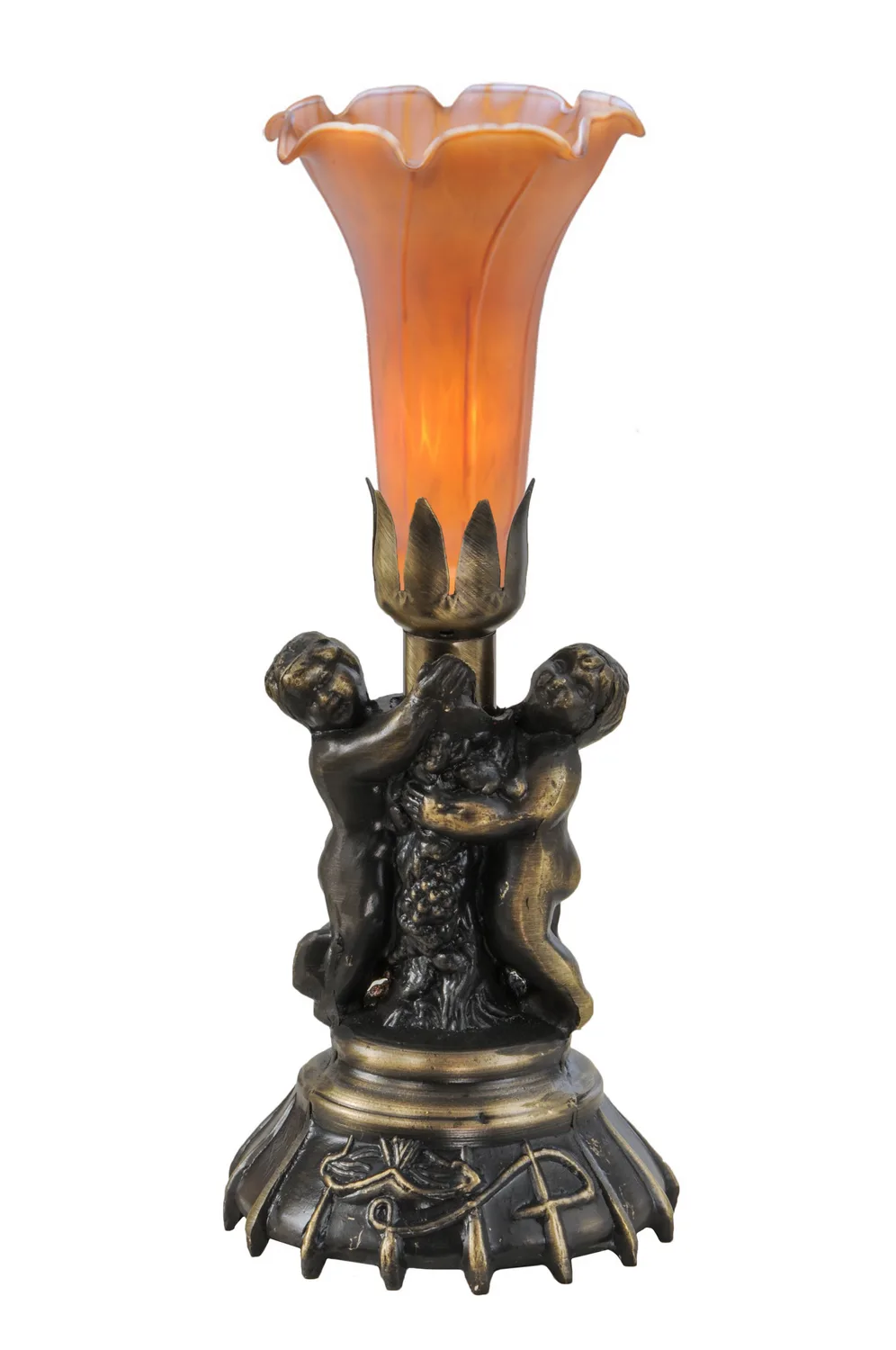 Amber One Light Mini Lamp in Antique Brass