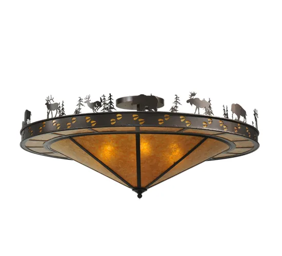 Wildlife Six Light Flushmount in Mahogany Bronze