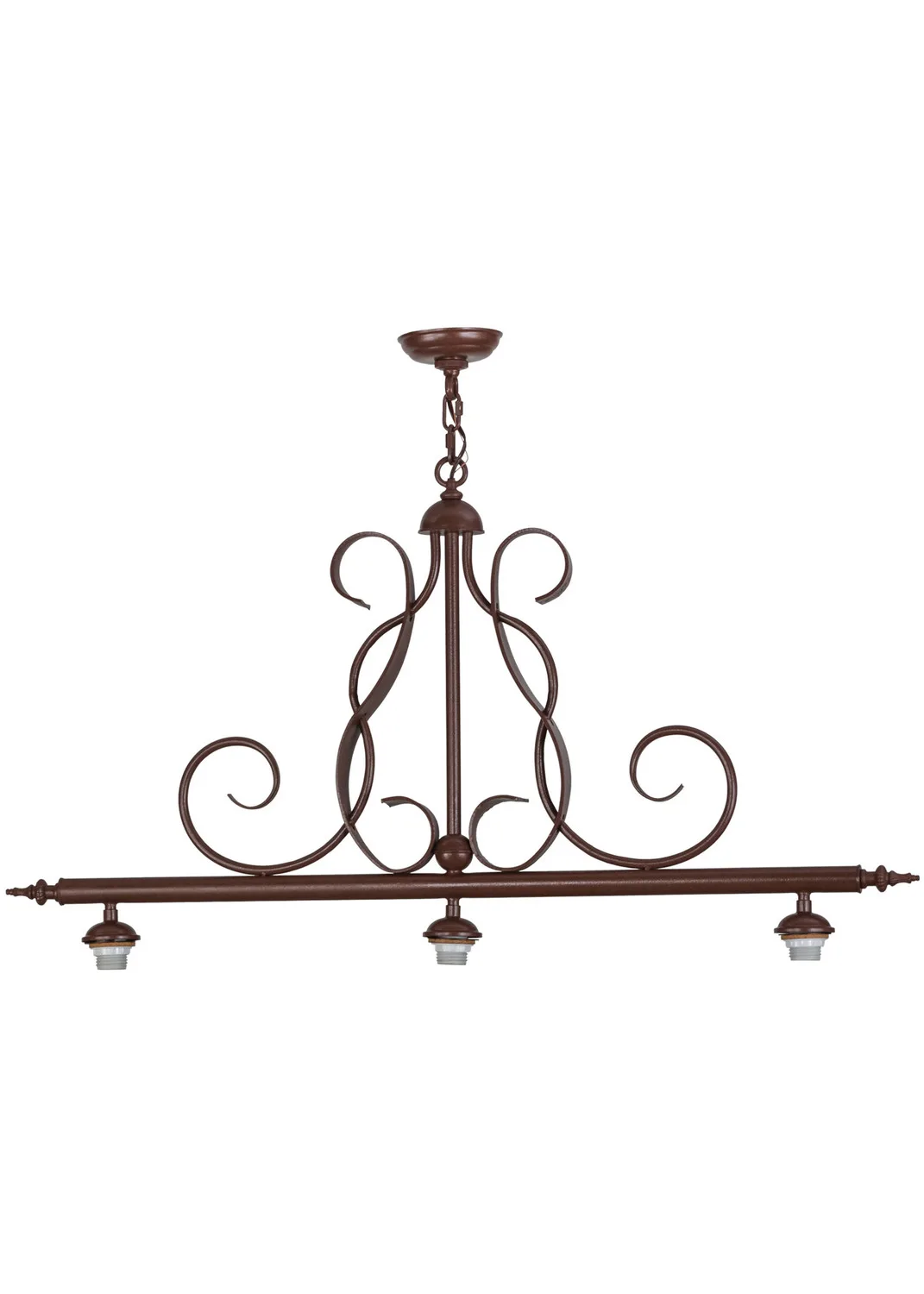 White Pond Lily Three Light Island Hardware in Rust