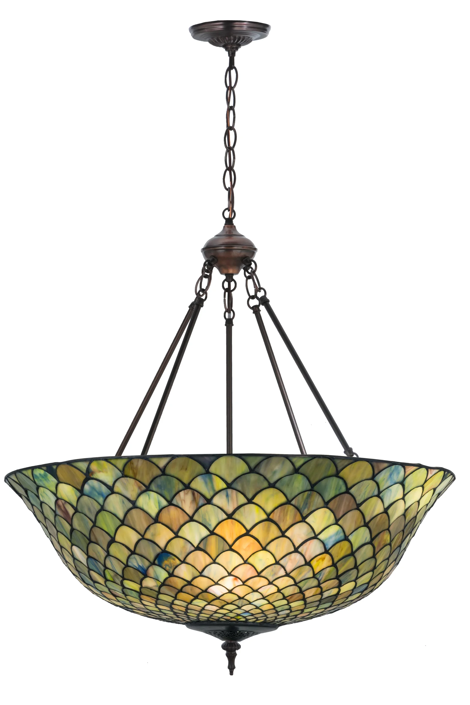 24"W Tiffany Fishscale Inverted Pendant