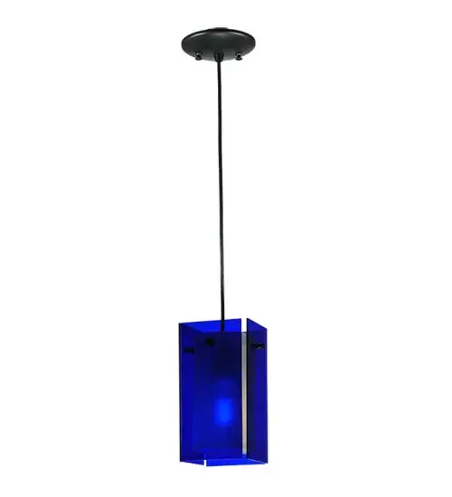 Make a dramatic design statement with our Blue Quadrato Pendant, created with a blown glass cylinder that is available in frost or white and surrounded by decorative art glass. Ideal for suspension over a bar, kitchen island, retail counter, dining table and a broad range of residential or commercial installations. Handcrafted of Black finished steel hardware in the USA. UL Listed for damp locations. Collection: Metro Finish: Textured Black Glass: Blue Statuario Idalight Width: 5.00" Height: 15.00" Length: 5.00" Weight: 5.00 lb Extension from Wall: 5.00" Number of Bulbs: 1 Maximum Wattage: 60.00 W Bulb Type: T10 Bulb Base: E26 Material: Steel Country of Origin: USA Safety Listing: Damp Safety Rating: Damp