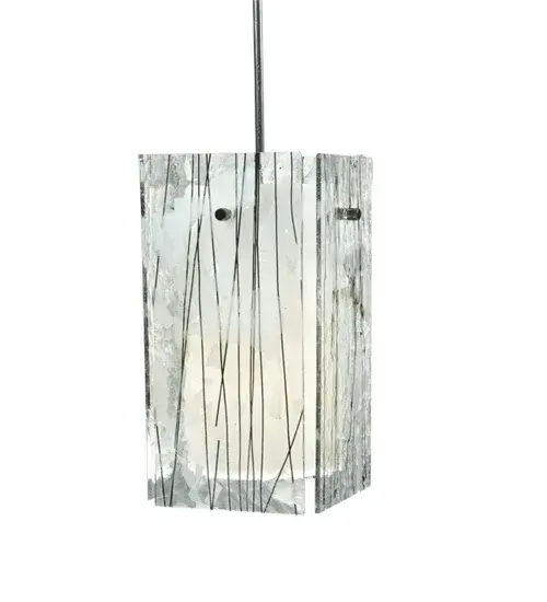 Bring the beauty of Nature's woodlands into a home or restaurant with this Meyda Quadrato Branches pendant featuring stunning art glass color combinations and a textured look. Handcrafted in Meydas Yorkville, New York facility. UL Listed for damp locations. Collection: Metro Fusion Finish: Textured Black Glass: Branches (Black/White Streamers/Fractures White Acrylic Cylinder Width: 5.00" Height: 15.00" Length: 5.00" Weight: 1.00 lb Number of Bulbs: 1 Maximum Wattage: 60.00 W Bulb Type: T10 Bulb Base: E26 Material: Steel Country of Origin: USA Safety Listing: Damp Safety Rating: Damp - alternate view
