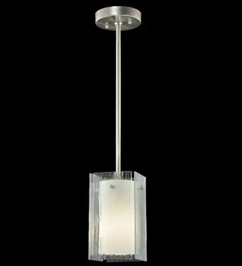 Invite architectural lighting into a home; retailer; restaurant or hotel with our Mist Art Glass this unique pendant can be used throughout an installation for design continuity. Handcrafted with handsome Nickel finished brass hardware in the USA. UL Listed for damp locations.