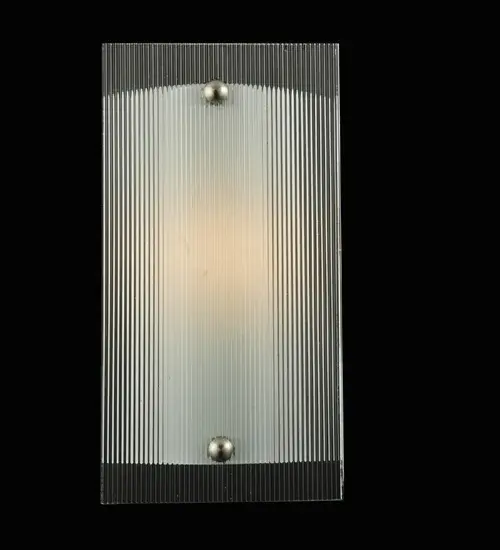 Invite architectural lighting into a home; shop or restaurant with this Reeded Art Glass Wall Sconce. Coordinated with a matching ceiling pendant; our sconce can be used throughout an installation for design continuity. Handcrafted with handsome Nickel finished brass hardware in the USA. Energy efficient LED options available. UL Listed for damp locations - alternate view