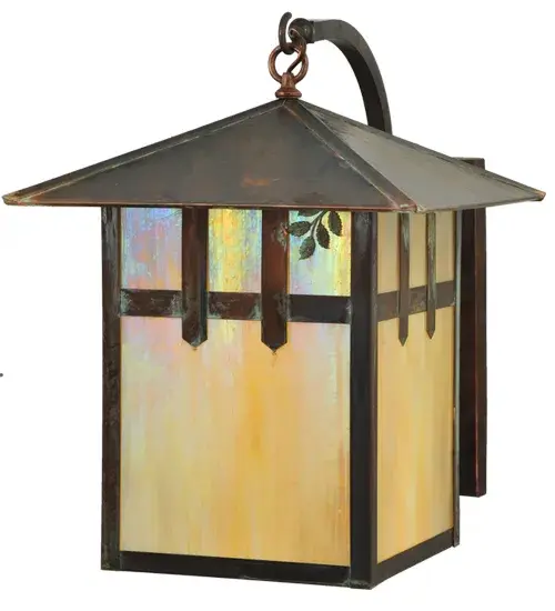 Every Meyda Tiffany item is a unique handcrafted work of art. Natural variations in the wide array of materials that we use to create each Meyda product make every item a masterpiece of its own. Photographs are a general representation of the product. Colors and designs will vary. Collection: Seneca Finish: Vintage Copper Glass: Beige Art Glass Notes: Custom Crafted In Yorkville, New York Please Allow 30 Days Width: 16.00" Height: 21.00" Length: 20.00" Weight: 8.00 lb Extension from Wall: 20.00" Number of Bulbs: 1 Maximum Wattage: 60.00 W Bulb Type: A19 Bulb Base: E26 Material: Steel Country of Origin: USA Safety Listing: Damp Safety Rating: Damp