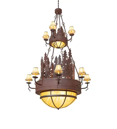 54" Wide Walden Pine 2 Tier Chandelier - Image 2