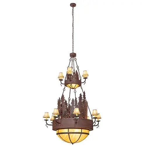 54" Wide Walden Pine 2 Tier Chandelier - Image 11