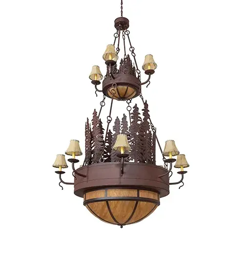54" Wide Walden Pine 2 Tier Chandelier - Image 3