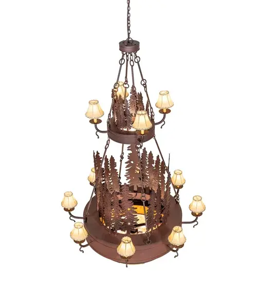 54" Wide Walden Pine 2 Tier Chandelier - Image 4