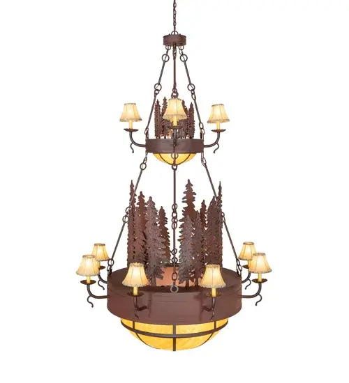 54" Wide Walden Pine 2 Tier Chandelier - Image 5