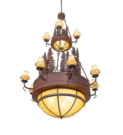 54" Wide Walden Pine 2 Tier Chandelier - Image 6