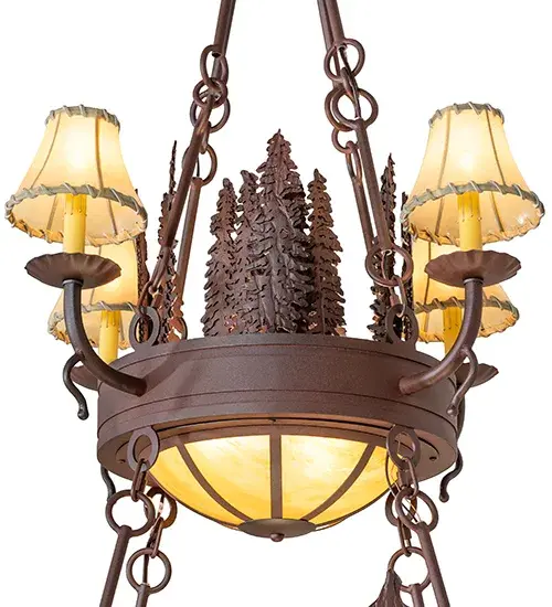 54" Wide Walden Pine 2 Tier Chandelier - Image 9