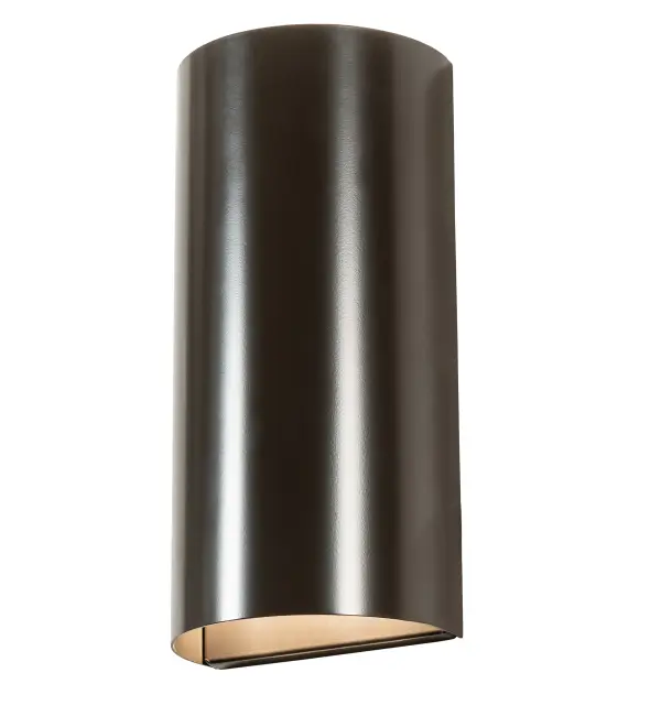 Cilindro Cosmo takes the appeal of a sleek cylindrical profile and transforms it into an equally handsome wall sconce. This wall luminaire; featured in Solid Steel with a Timeless Bronze finish; delivers beautiful uplight and downlight ambient illumination for a multitude of applications and locations. Handcrafted by skilled artisans in the company's manufacturing facility in Upstate New York; this fixture is offered in custom sizes; styles and colors; as well as dimmable energy efficient lamping options. This sconce is UL and cUL listed for damp and dry location.