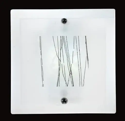 Inspired by bare trees against a Winter White sky; this abstract landscape design highlights our innovative fused glass wall fixture. Frost White glass drizzled with Midnight Black is fused together for a striking look. The shade is attached to powder coated Nickel finished steel hardware. Designed and created by Meyda artists and craftsmen at the foothills of the Adirondack Mountains in Upstate New York. Energy efficient lamping options available UL listed for damp locations. - alternate view