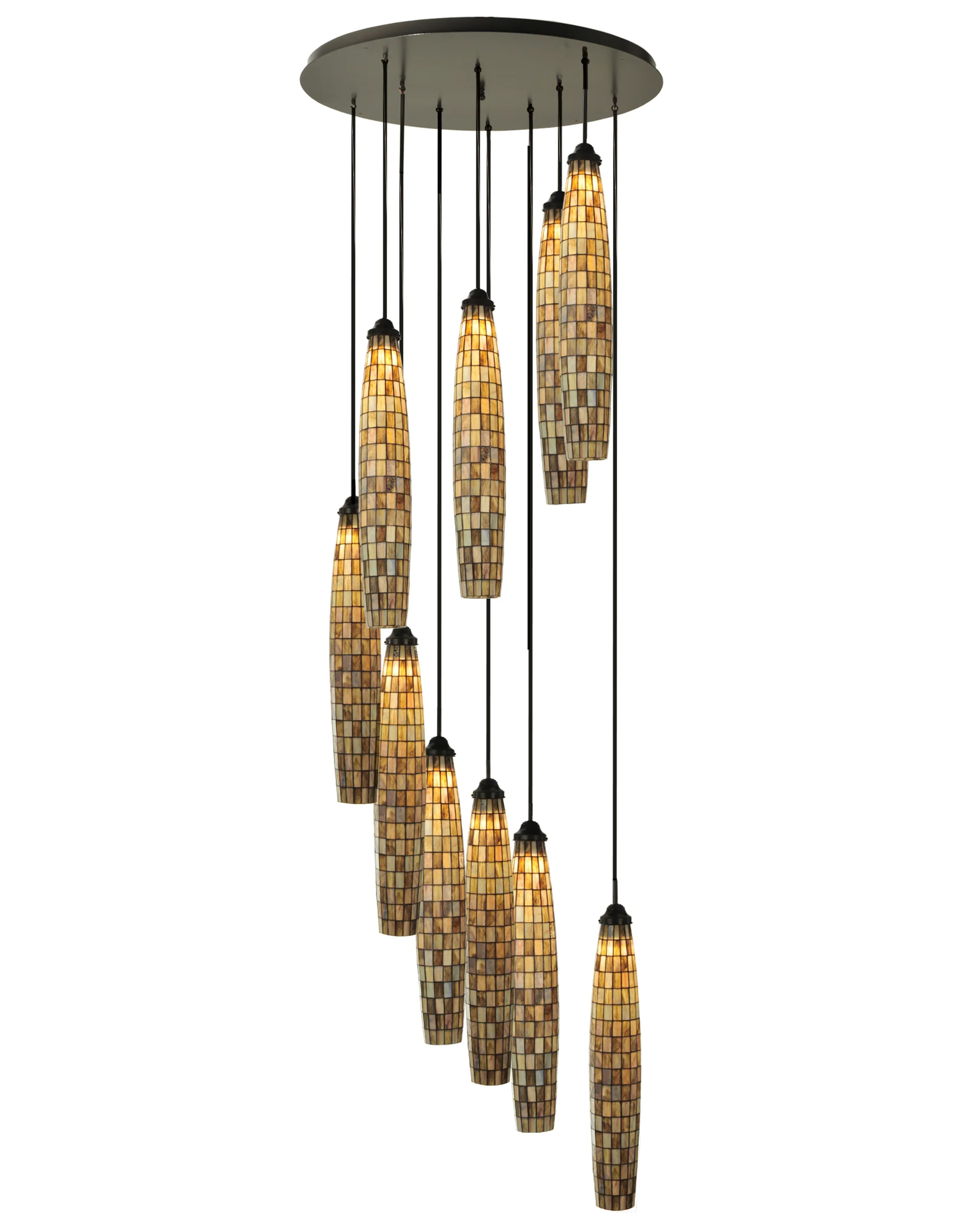 Checkers Ten Light Pendant in Antique