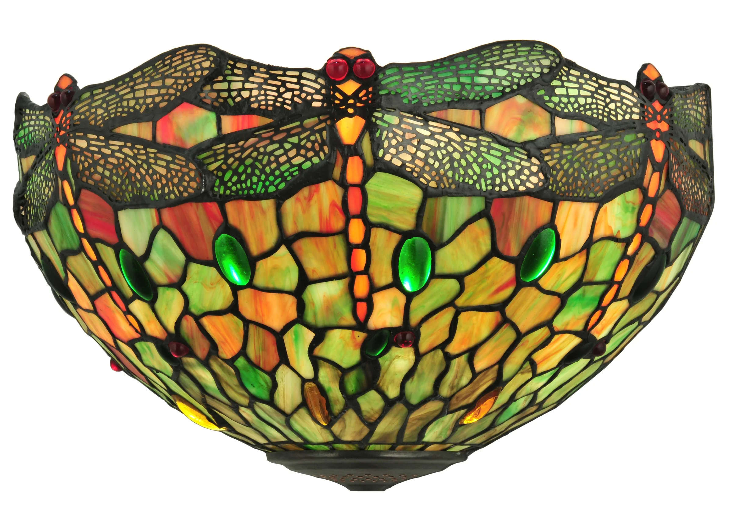 17" Wide Tiffany Hanginghead Dragonfly Wall Sconce
