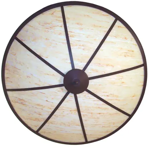 Our handsome Commerce Inverted Pendant brings a stunning transitional look into your home. The fixture is designed with a Travertine Idalight diffuser that is coordinated with Cafe Noir finished hardware. This fixture was handcrafted by highly skilled artisans in our manufacturing facilities in Yorkville; New York. Custom options include special designs; colors and sizes; as well as dimmable energy efficient lamping options. UL and cUL listed for dry and damp locations. - alternate view