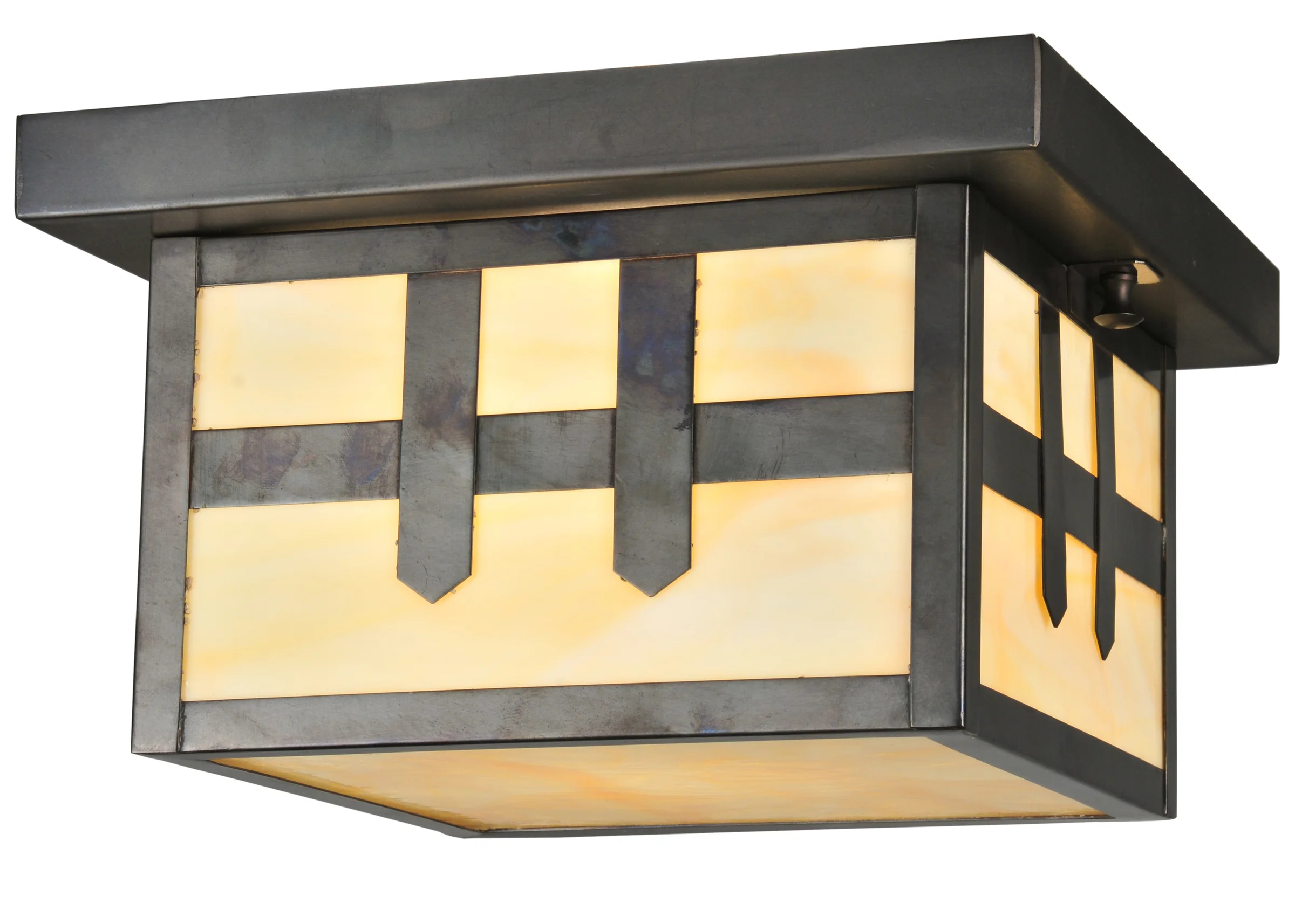 10"Sq Hyde Park Double Cross Mission Flushmount