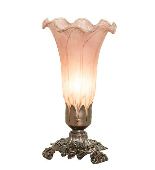 8" High Pink Pond Lily Victorian Accent Lamp