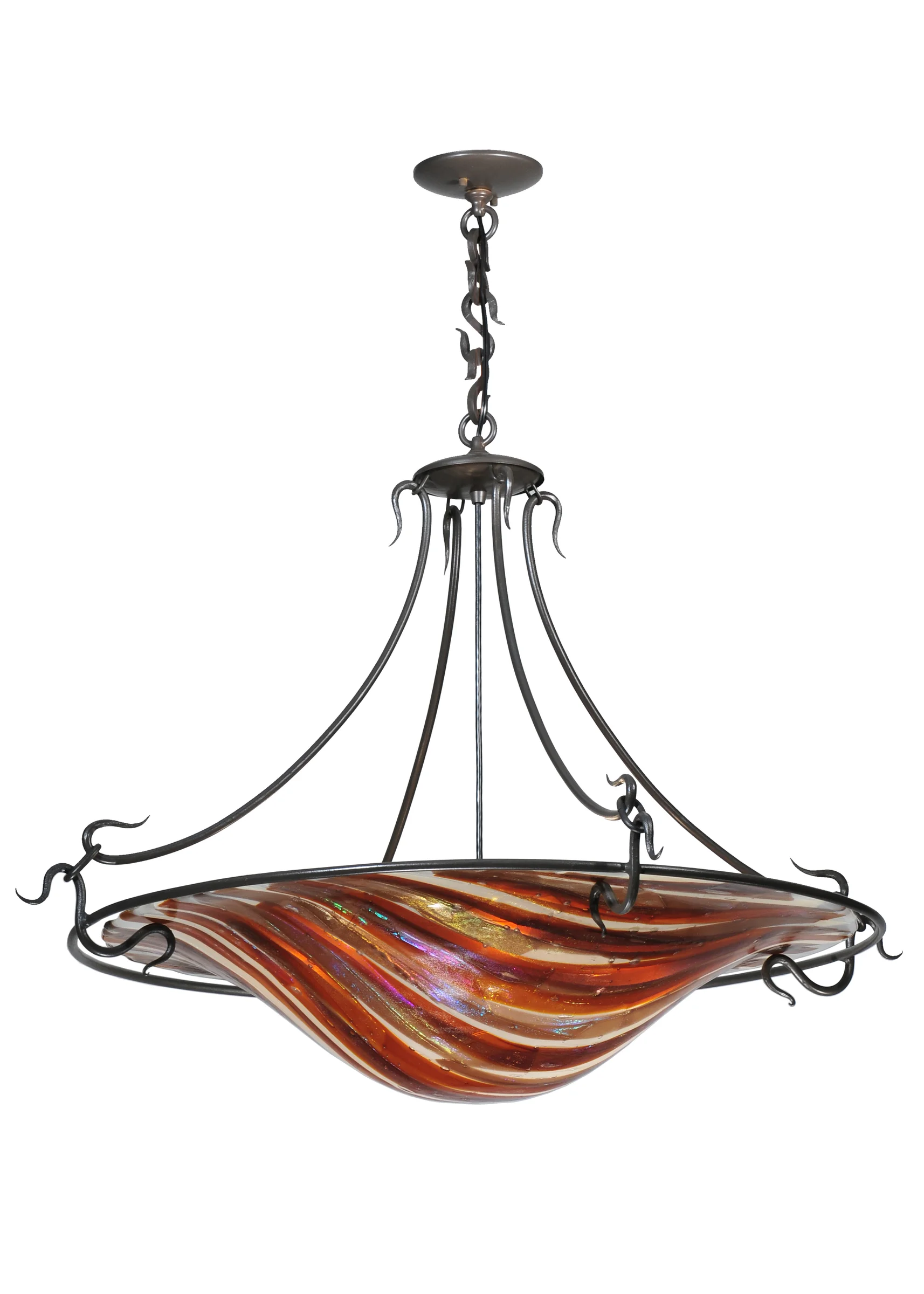 Metro Fusion Four Light Inverted Pendant in Black Metal,Craftsman Brown
