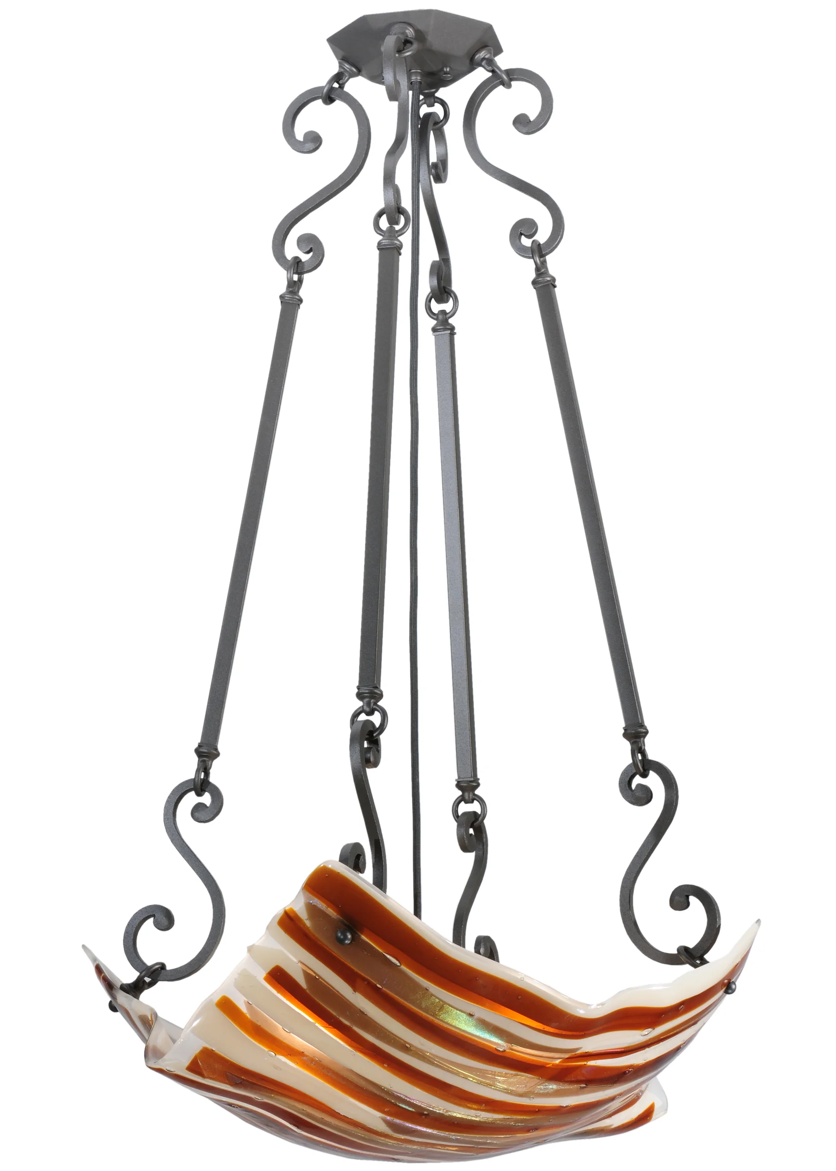 Metro Fusion Four Light Inverted Pendant in Antique Brass