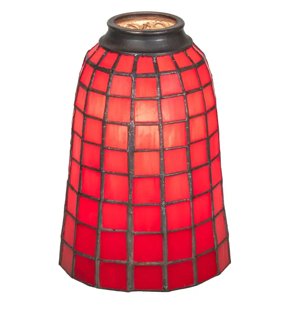 The stunning Terra Roja Shade features brilliant Ruby Red glass that cascades in a Geometric grid. The art glass shade is created using the famous Meyda Tiffany copperfoil construction technique. The shade pairs well with hardware to build a pendant; chandelier; or wall sconce. The Terra Roja Shade is featured in our American-designed; handcrafted Stained Glass Lighting Collection. Each shade is a unique work of art; featuring color variations derived from the natural ingredients inherent in the glass.